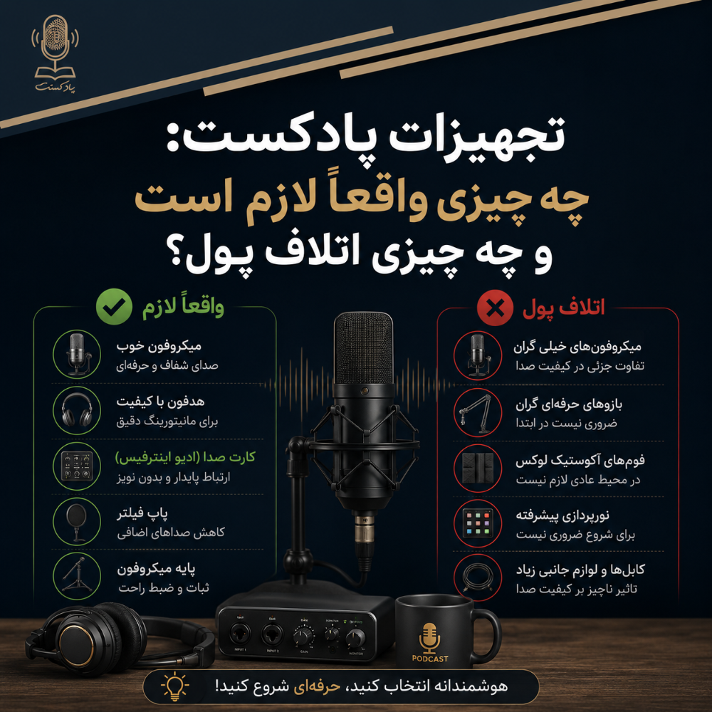 تجهیزات پادکست: چه چیزی واقعاً لازم است و چه چیزی اتلاف پول؟