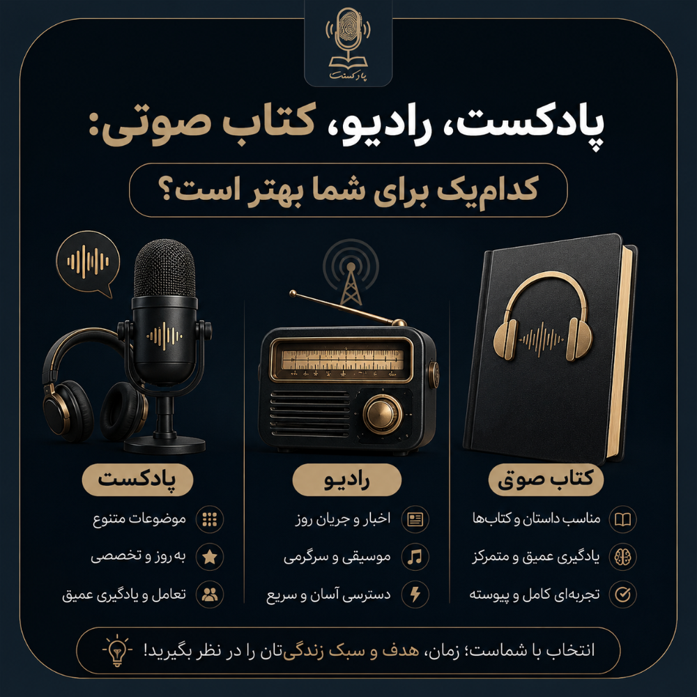 پادکست، رادیو، کتاب صوتی: کدام‌یک برای شما بهتر است؟